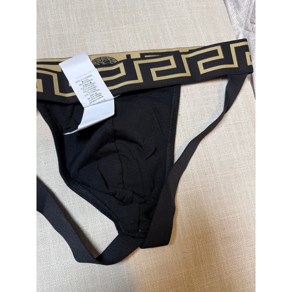 Versace Medusa Stretch Cotton Jock Strap in Black Size 6/L - Picture 7 of 11